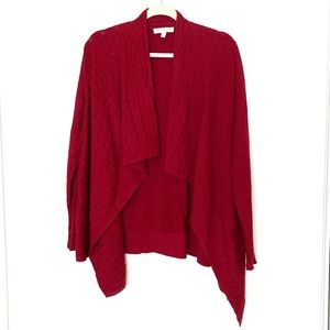 NWOT Chaus Cotton Waterfall Red Cardigan  - L